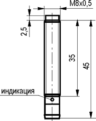 Габариты ISN FC1B-31P-2,5-LS40